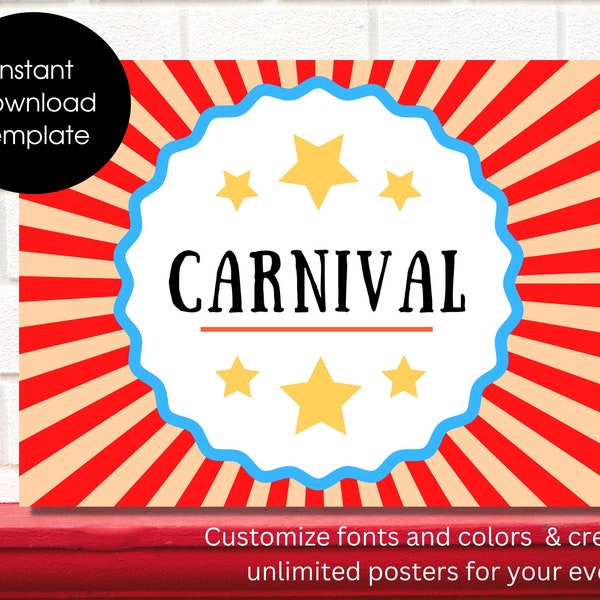 Carnival Party Posters - Carnival PTO Event - Carnival Posters - Carnival Signs - School Carnival - Ticket Booth Sign - Carnival Signs