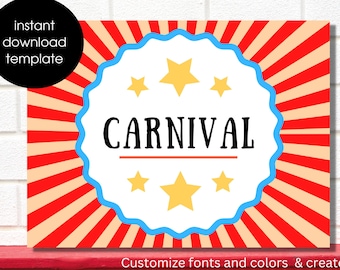 Carnavalsfeestposters - Carnaval PTO-evenement - Carnavalsposters - Carnavalsborden - Schoolcarnaval - Ticket Booth Sign - Carnavalsborden