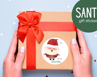 Kerstcadeaustickers, van kerststicker, kindercadeaustickers, kerstman, kerststickers