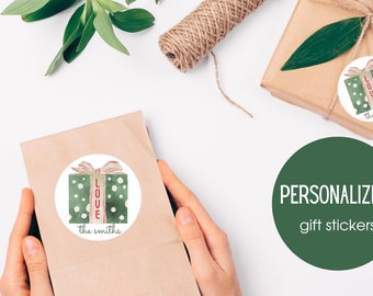 Personalized Christmas Gift Stickers, Present Stickers, Custom Gift Stickers