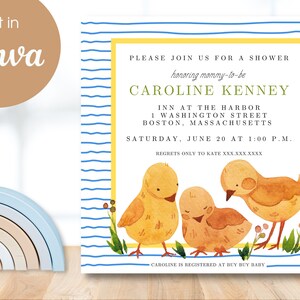 Duck Baby Shower Invitation, Baby Shower Neutral, Duck Invitations, Preppy Baby Shower