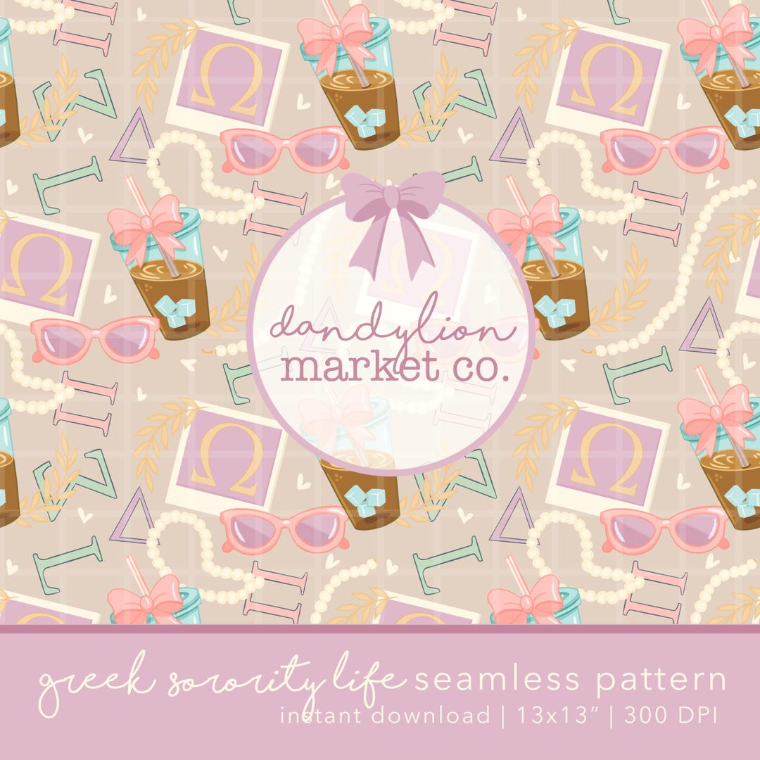 Sorority Life Digital Pattern | Seamless Greek Background for College ...