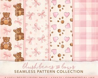 Teddy Bear Seamless Pattern | Coquette Nursery Prints (Digital Download)