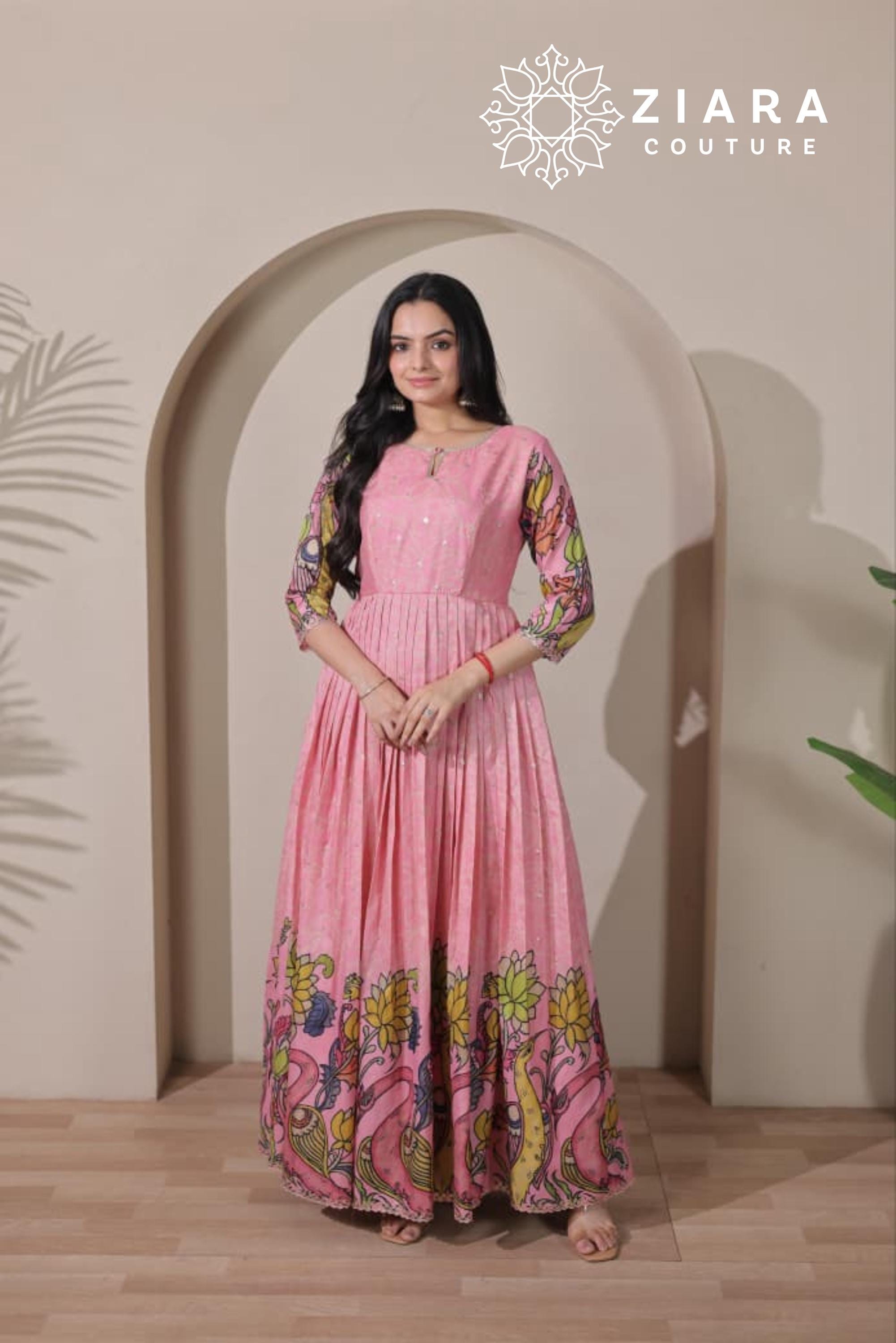 white christmas dresses Pure Chiffon Bandhani Gown main image 1