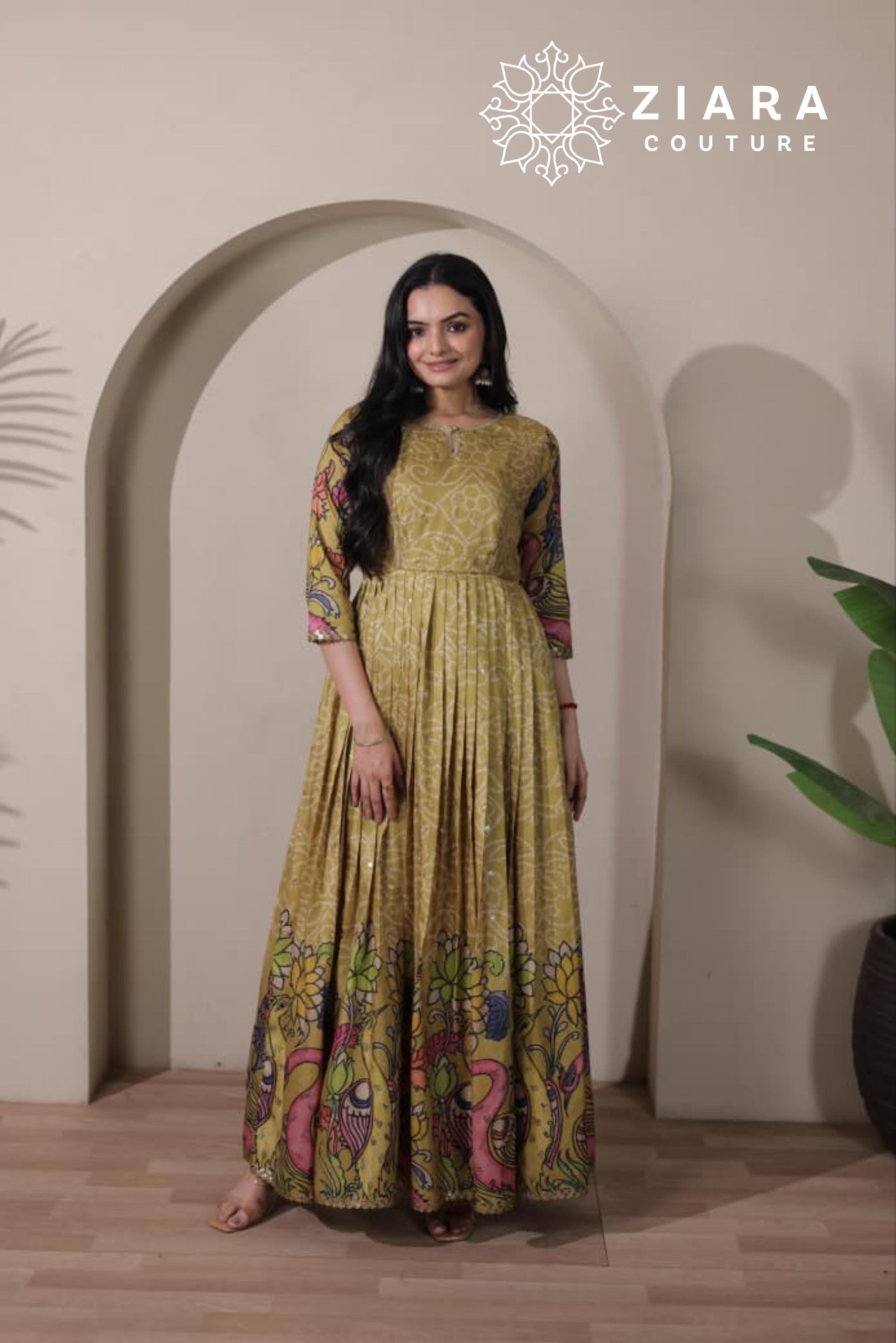 white christmas dresses Dreamy Kalamkari Pastel Gown