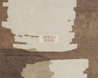 Abstract Neutral Area Rug, Modern Minimalist Rug, Beige Brown Contemporary Carpet, Earth Tone Rug, Scandinavian Decor Rug,  Living Room Rug