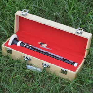 Handmade Scottish Black Rosewood Bombard Chanter | Highland Bagpipe Practice Chanter | Beginners Practice Chanter with 2 Reeds & Hard Case