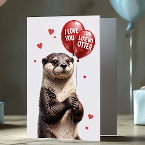 "Lustige Otter Geburtstagskarte - Druckbare Tier Karte ""Love You Like No Otter"" - A6 & 5x7" Digital Download."