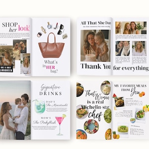Sjabloon voor een moedermagazine, gepersonaliseerd cadeau voor mama, bewerkbaar Canva-magazine, cadeau voor Moederdag, verjaardag en Kerstmis, aandenken aan het gezin afbeelding 3