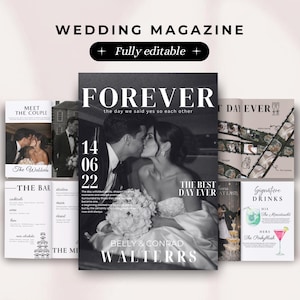Wedding Magazine Template Editable in Canva, Bridal Magazine Layout, Wedding Keepsake Album, Wedding Booklet Template, Digital Download