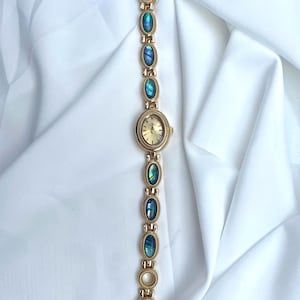 Gold ladies&#39; watch, bracelet-style watch, delicate watch, minimalist watch with round dial, vintage-look gold watch, flexible watch