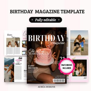 Custom Birthday Magazine Template, Editable in Canva, Personalized Best Friend Birthday Gift, Keepsake Present, Bestie Gift for Her, 325