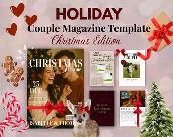 Revista navideña editable para parejas, álbum de fotos navideño personalizado, regalo de Navidad imprimible para parejas, plantilla de revista personalizada Giftidea