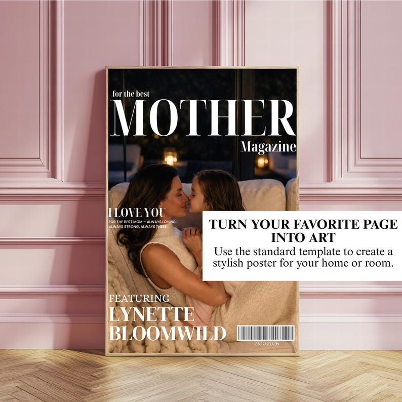 Sjabloon voor een moedermagazine, gepersonaliseerd cadeau voor mama, bewerkbaar Canva-magazine, cadeau voor Moederdag, verjaardag en Kerstmis, aandenken aan het gezin afbeelding 13