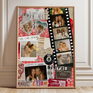 Modèle d'affiche boîte d'allumettes pour sœur, collage de boîtes d'allumettes modifiable sur Canva, cadeau personnalisé pour frères et sœurs, ensemble d'affiches murales pour l'anniversaire de votre meilleure amie