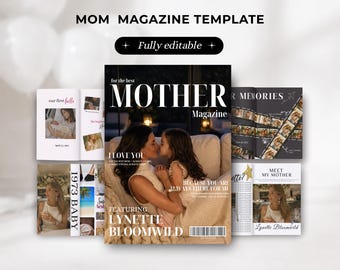 Mom Magazine Template, Personalized Gift for Mom, Editable Canva Magazine, Mother’s Day, Birthday & Christmas Gift, Family Memory Keepsake