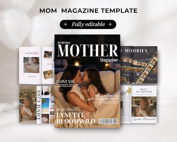 Mom Magazine Template, Personalized Gift for Mom, Editable Canva Magazine, Mother’s Day, Birthday & Christmas Gift, Family Memory Keepsake