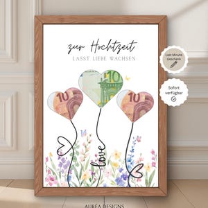 Digital pengapresent till bröllop, utskrivbar bröllopsaffisch, gör-det-själv-present till bruden och brudgummen, bröllopspresent med pengar, sista minuten