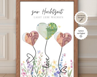 Digital money gift for a wedding, printable wedding poster, DIY gift for the bride and groom, wedding gift with money, last minute