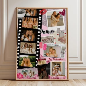 Best Friend Matchbook Poster Template, Sister Friendship Gift, Editable Canva Collage, Personalized Bestie Birthday Wall Art Print Decor Set