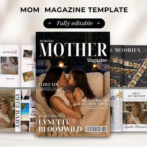 Mom Magazine Template, Personalized Gift for Mom, Editable Canva Magazine, Mother’s Day, Birthday & Christmas Gift, Family Memory Keepsake