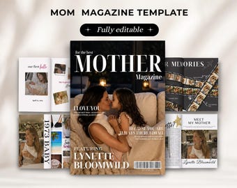 Mom Magazine Template, Personalized Gift for Mom, Editable Canva Magazine, Mother’s Day, Birthday & Christmas Gift, Family Memory Keepsake