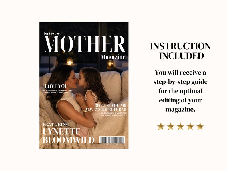 Sjabloon voor een moedermagazine, gepersonaliseerd cadeau voor mama, bewerkbaar Canva-magazine, cadeau voor Moederdag, verjaardag en Kerstmis, aandenken aan het gezin afbeelding 16