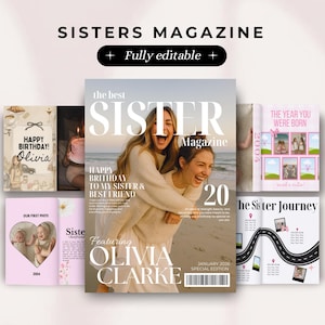 Personalized Sister Birthday Magazine | Custom Birthday Gift for Sister & Family | Editable Canva Magazine Template | Keepsake Sisters