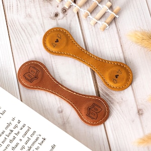 Personalized Leather Magnetic Bookmark, Custom Name Leather Bookmark, Handmade Bookmark, Birthday Party Gift for Him, Christmas Gift for Her