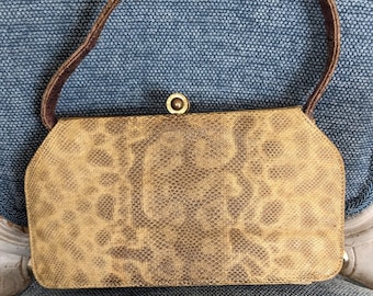 Vintage 20s Top Handle Lizard Bag  Exotic Handbag