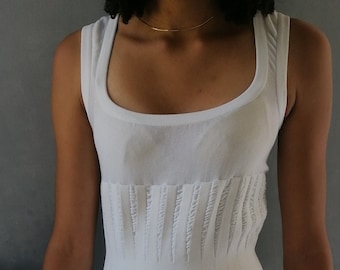 Vintage 90s AZZEDINE ALAÏA Sleeveless Skater Dress  Alaïa White Bustier Summer Corolle Dress  Size  S