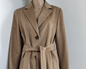 vintage MAX MARA Studio long 100 % cachemire Manteau camel avec ceinture pour femme