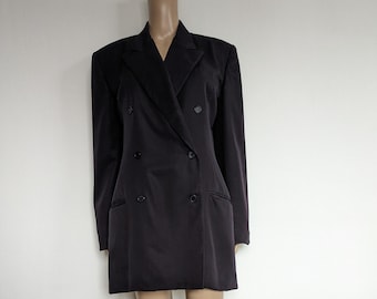 Vintage Long Navy Blue Jacket NORMA KAMALI   American Designer Size L