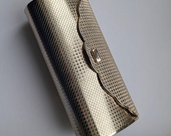 Vintage 70s Golden Metal Evening Clutch with Mirror