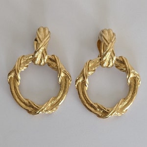 Vintage GIVENCHY Pair Of Golden Dangling Hoop Earring image 7