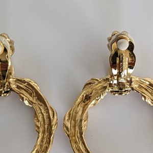 Vintage GIVENCHY Pair Of Golden Dangling Hoop Earring image 3