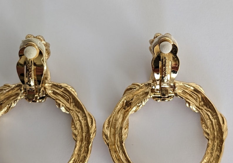 Vintage GIVENCHY Pair Of Golden Dangling Hoop Earring image 3