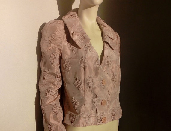 90s Armani Short Jacket in Pale Pink Silk Evening Top 90s Armani Short Jacket in Pale Pink Silk Evening Top