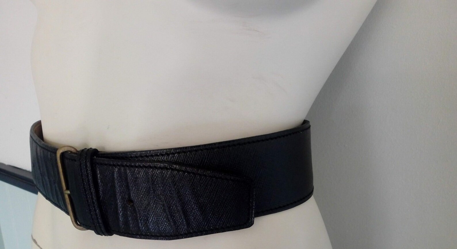 90s Wide Black Leather Belt ALAÏA Vintage Gold Buckle Belt Etsy