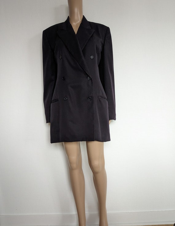 Norma Kamali, Vintage Long Navy Blue Jacket NORMA KAMALI American Designer Size L