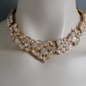 Vintage YVES SAINT LAURENT By Robert Goossens  Articulated Rhinestones Heart Necklace Bridal Necklace