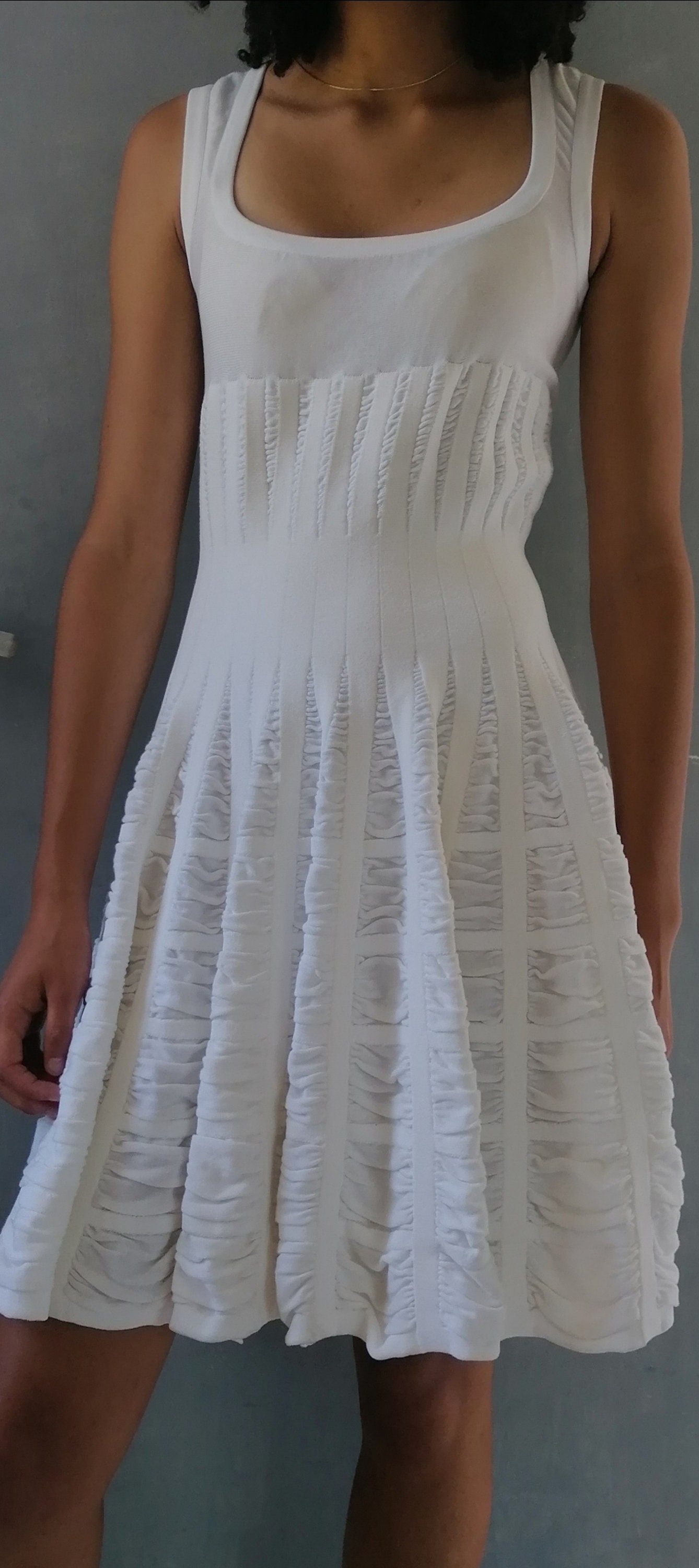 SALE【Alaia】ニット スリップドレス Alaïa Rose Gold Perforated Knit Sleeveless Dress Size 4/38