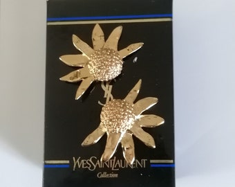 Vintage YVES SAINT LAURENT Golden Sunflower Earrings