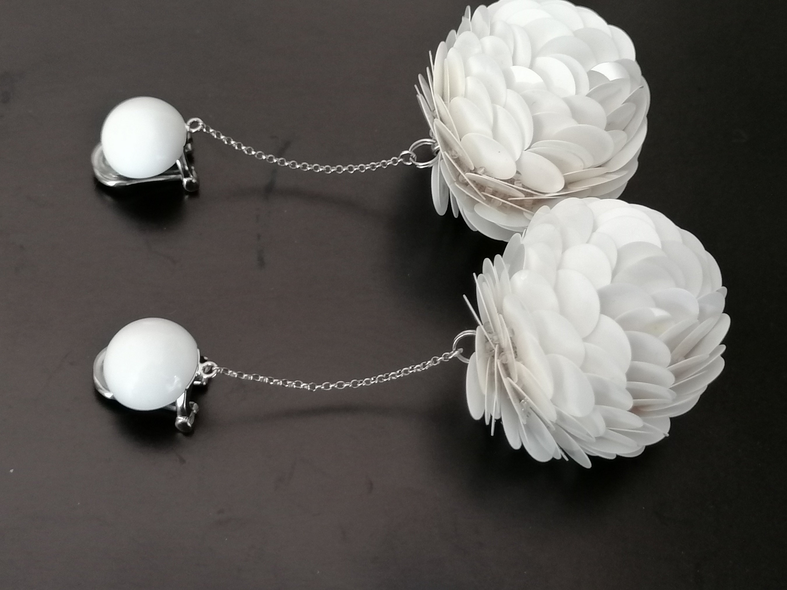 PRADA Sphere Ball Dangling Earrings Silver and White Runway Etsy UK