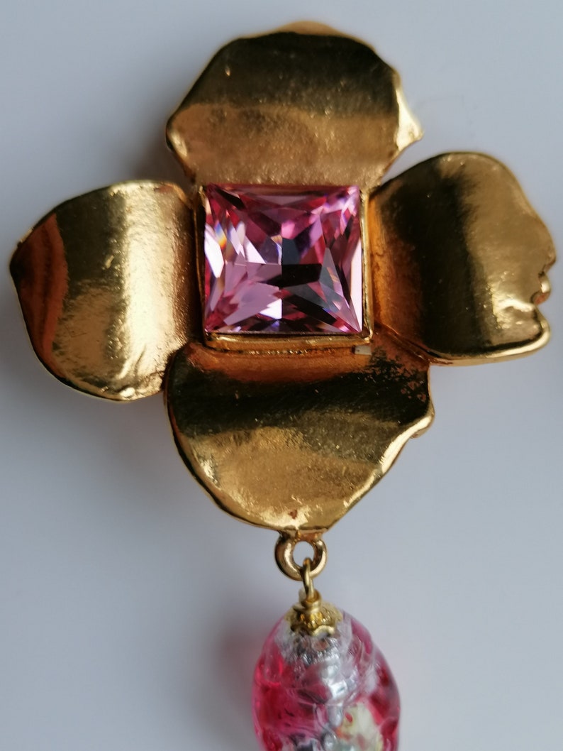 Vintage Yves Saint Laurent Rive Gauche Dangle Earrings By Robert Goossens YSL Venetian Glass Pearl Drop Earrings image 5