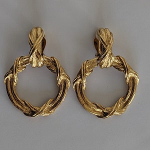 Vintage GIVENCHY Pair Of Golden Dangling Hoop Earring image 2