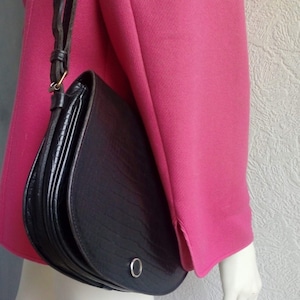 70s  ROCHAS Shoulder Satchel Bag  Crocodile Print Leather Crossbody Bag