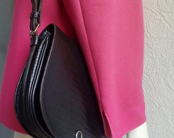70s  ROCHAS Shoulder Satchel Bag  Crocodile Print Leather Crossbody Bag
