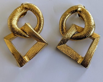 Vintage YSL Golden Geometric Dangling Earrings