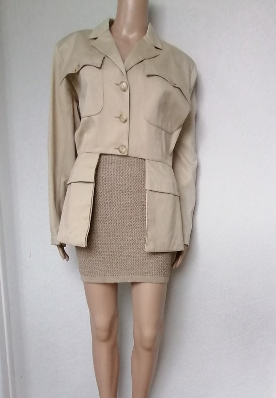 80s AZZEDINE ALAÏA  Saharan Jacket  Rare Beige Sa… - image 2